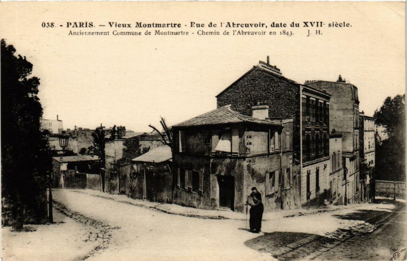 Carte postale ancienne Vieux Montmartre - Rue de l'Abreuvoir à Paris 18e