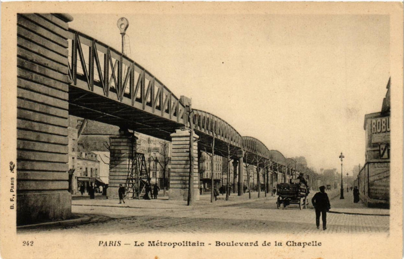 Carte postale ancienne Le Métropolitain - Boulevard de la Chapelle à Paris 10e