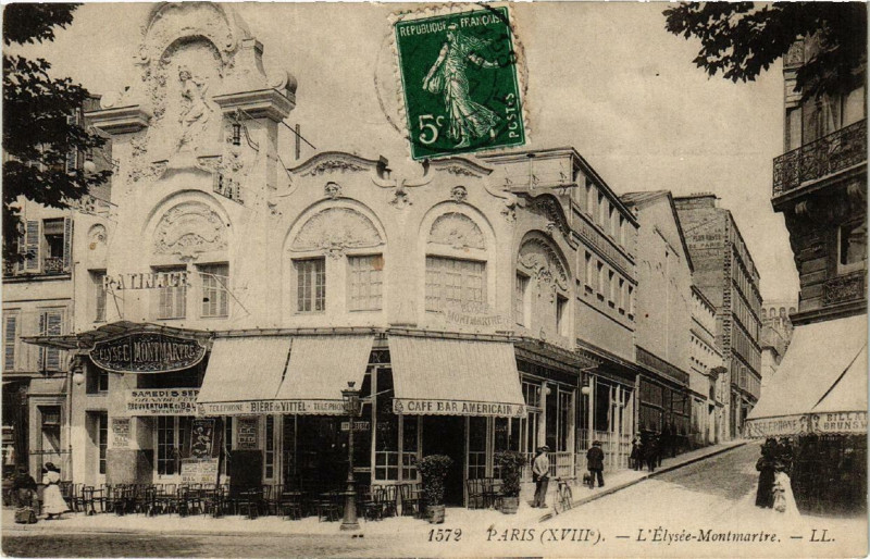 Carte postale ancienne L'Elysée-Montmartre à Paris 18e