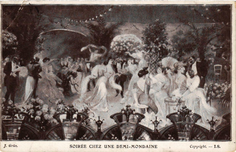 Carte postale ancienne Soirée chez une Demi-Mondaine à Paris