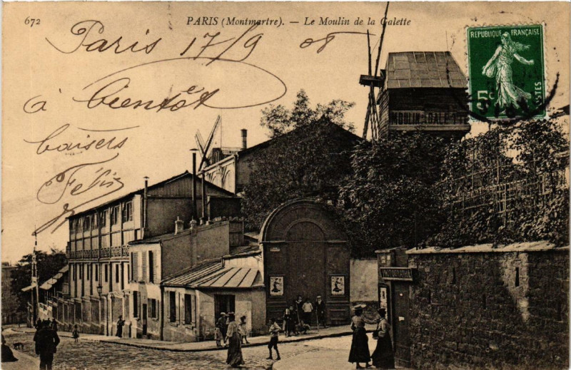 Carte postale ancienne Montmartre - Le Moulin de la Galette à Paris 18e