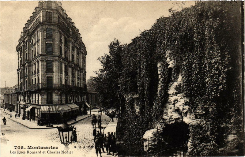 Carte postale ancienne Montmartre - Les Rues Ronsard et Charles Nodier à Paris 18e