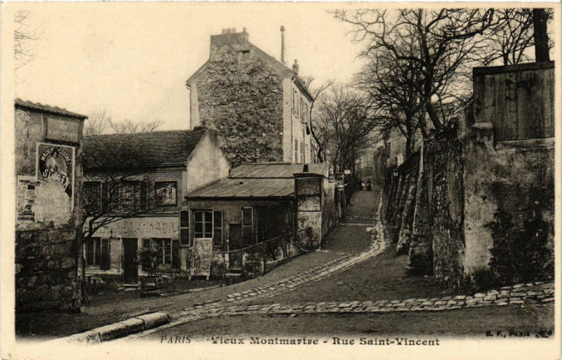 Carte postale ancienne Vieux Montmartre - Rue Saint-Vincent à Paris 18e