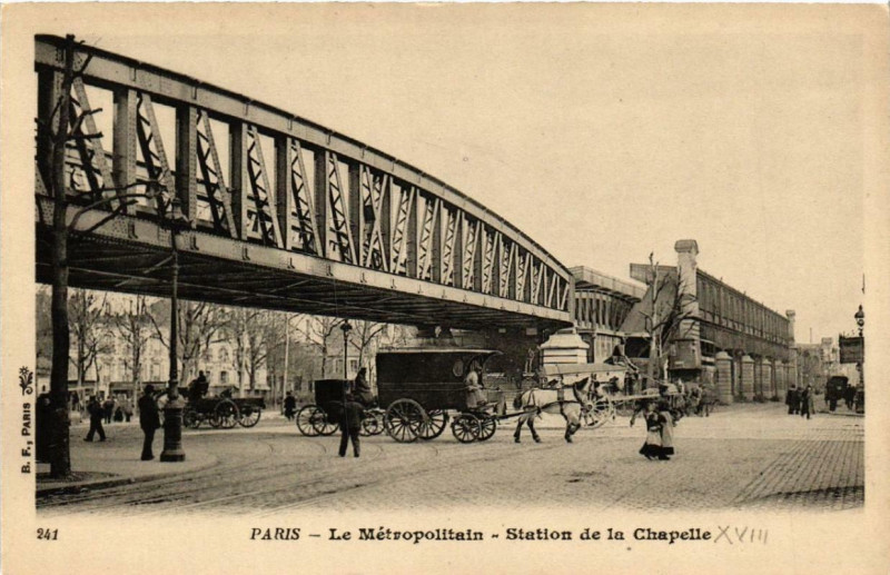 Carte postale ancienne Le Métropolitain - Station de la Chapelle à Paris 10e