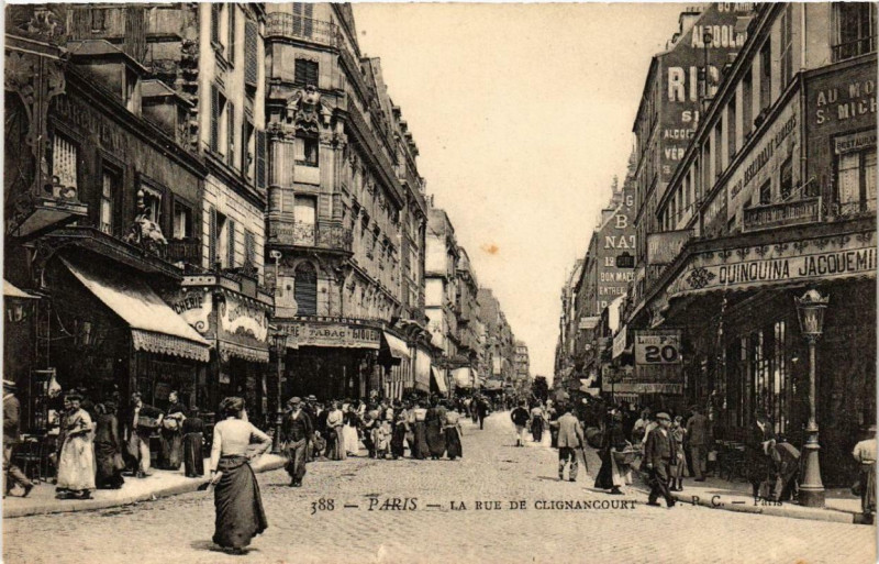 Carte postale ancienne La rue de Clignancourt à Paris 18e