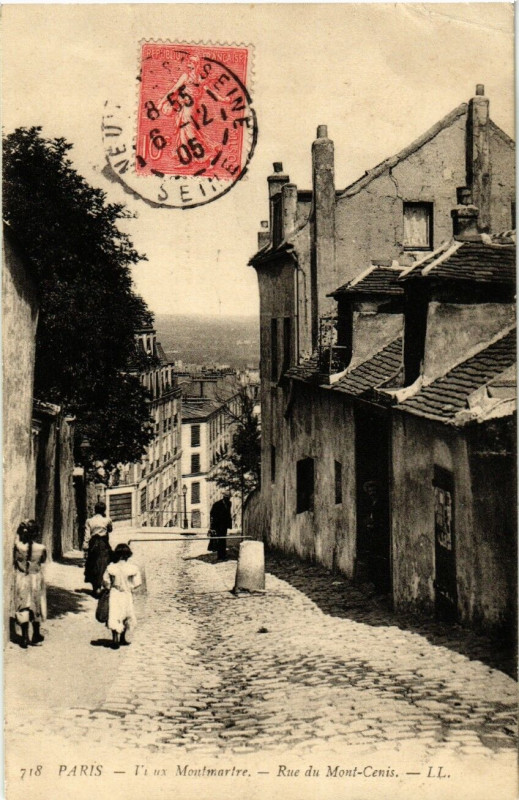 Carte postale ancienne Vieux Montmartre - Rue du Mont-Cenis à Paris 18e