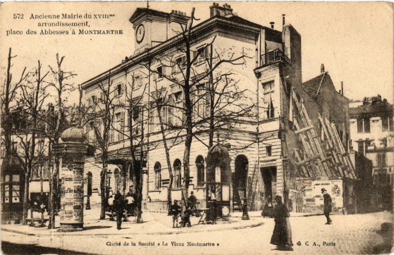 Carte postale ancienne Ancienne Mairie du XVIIIme arrondissement - Place des Abbesses à Montmartre à Paris 18e