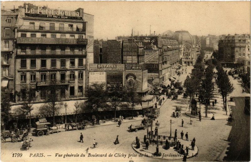 Carte postale ancienne Vue générale du Boulevard de Clichy prise de la Belle Jardinière à Paris 9e