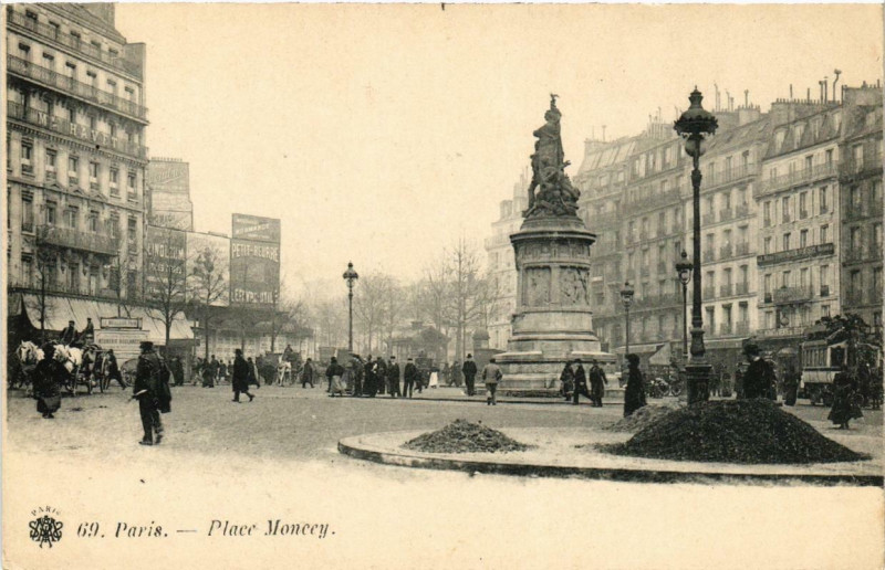 Carte postale ancienne Place Moncey à Paris 17e