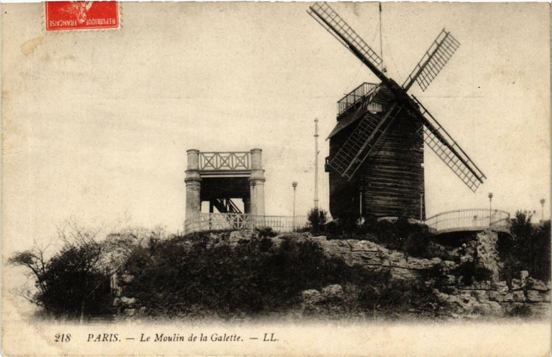 Carte postale ancienne Le Moulin de la Galette à Paris 18e