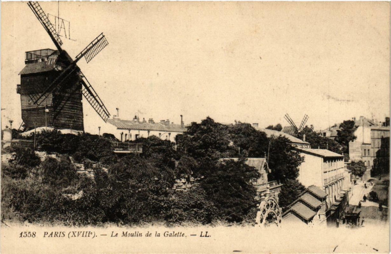 Carte postale ancienne Le Moulin de la Galette à Paris 18e