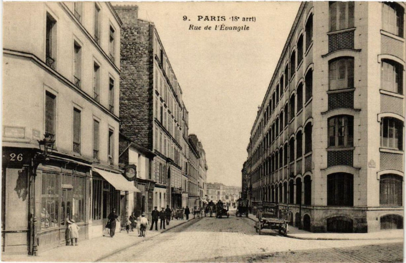 Carte postale ancienne Rue de l'Evangile à Paris 18e