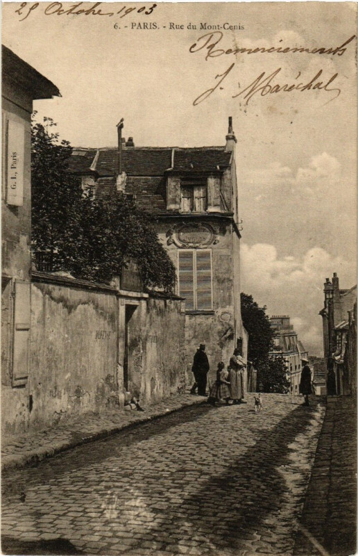 Carte postale ancienne Rue du Mont-Cenis à Paris 18e