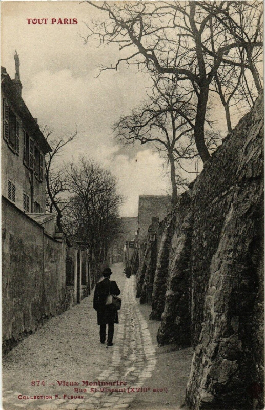 Carte postale ancienne Vieux Montmartre - Rue Saint-Vincent à Paris 18e