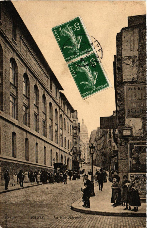 Carte postale ancienne La Rue Hermel à Paris 18e