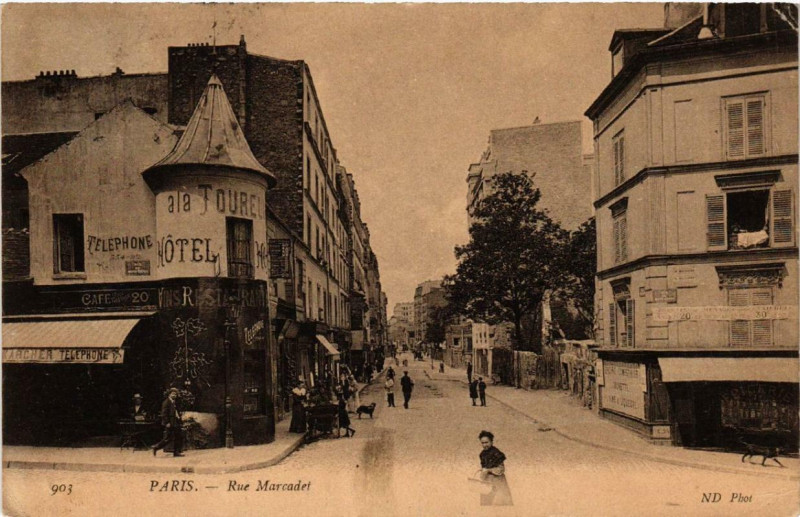 Carte postale ancienne Rue Marcadet à Paris 18e
