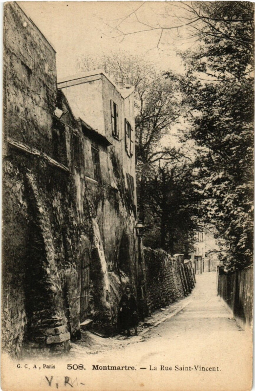 Carte postale ancienne La Rue Saint-Vincent à Montmartre à Paris 18e