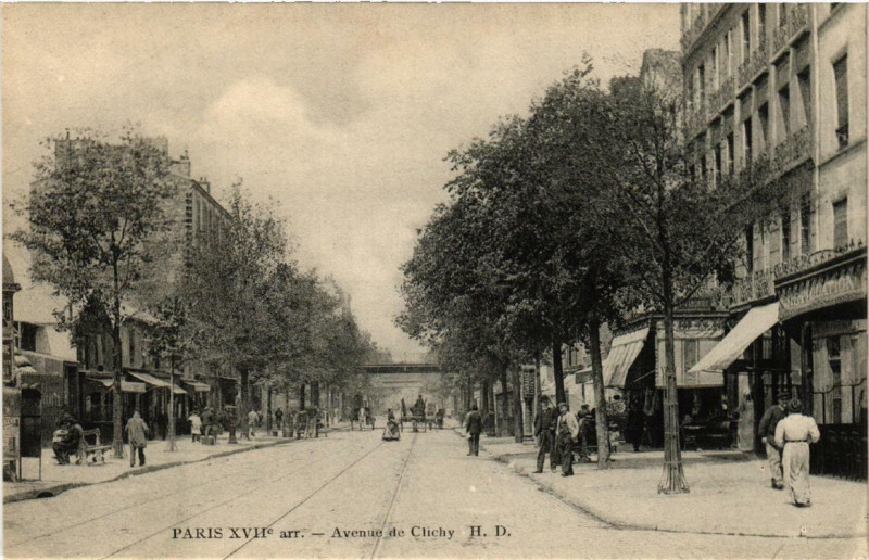 Carte postale ancienne Avenue de Clichy à Paris 17e