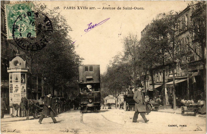 Carte postale ancienne Avenue de Saint-Ouen à Paris 18e