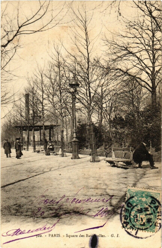 Carte postale ancienne Square des Batignolles à Paris 17e