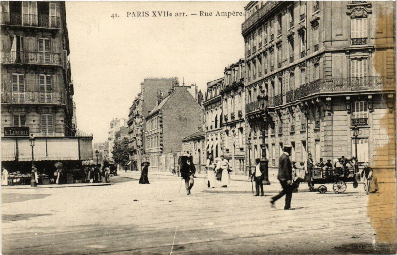 Carte postale ancienne Rue Ampère à Paris 17e