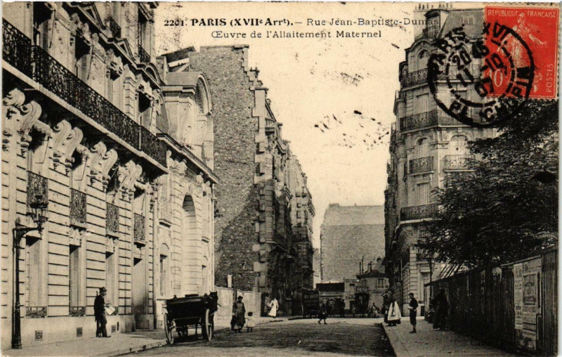 Carte postale ancienne Rue Jean-Baptiste Dumas - Oeuvre de l'Allaitement Maternel à Paris 17e
