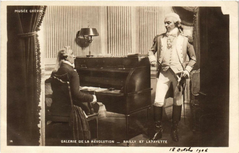 Carte postale ancienne Paris 9e Musée Grevin Grie de la Revolution Bailly et Lafayette à Paris 9e