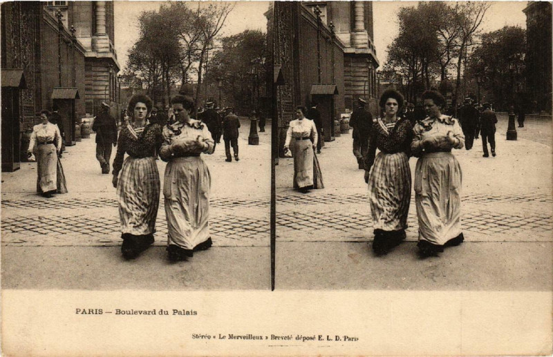 Carte postale ancienne Paris 4e Boulevard du Palais. Stereo à Paris 4e