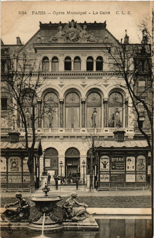 Carte postale ancienne Paris 3e Opéra Municipal. La Gaité à Paris 3e