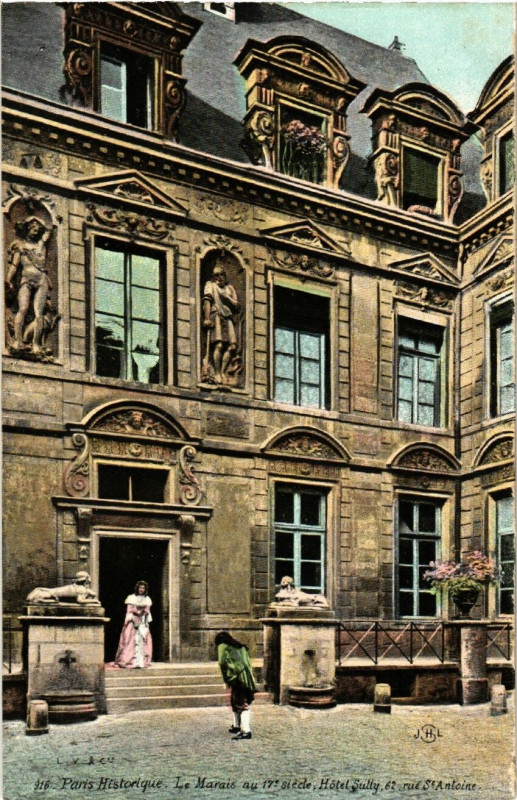 Carte postale ancienne Paris 4e Historique. 62 rue Saint-Antoine. Hotel Sully à Paris 4e