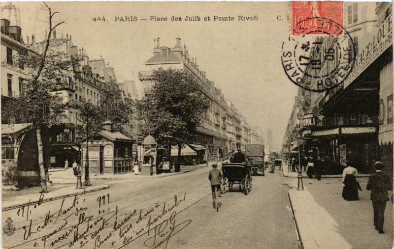 Carte postale ancienne Paris 4e Place des Juifs. Pointe Rivoli à Paris 4e
