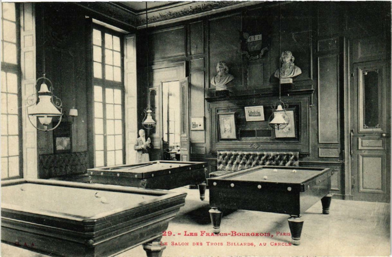 Carte postale ancienne Paris 4e Les Francs-Bourgeois. Salon des 3 Billiards à Paris 4e