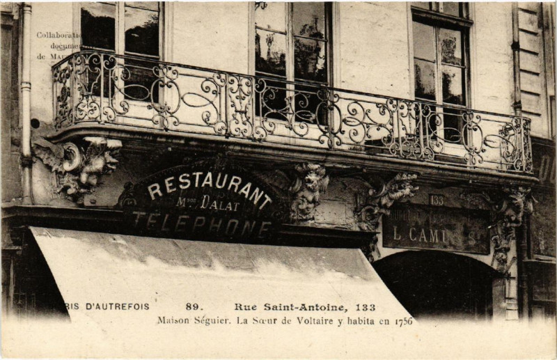 Carte postale ancienne Paris 4e 133 Rue Saint-Antoine. Maison Seguier à Paris 4e