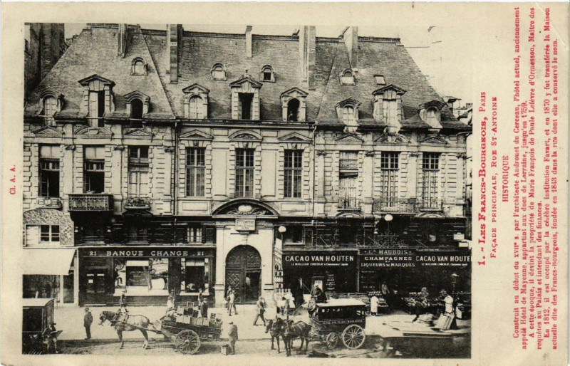 Carte postale ancienne Paris 4e Les Francs-Bourgeois. Façade Principale à Paris 4e