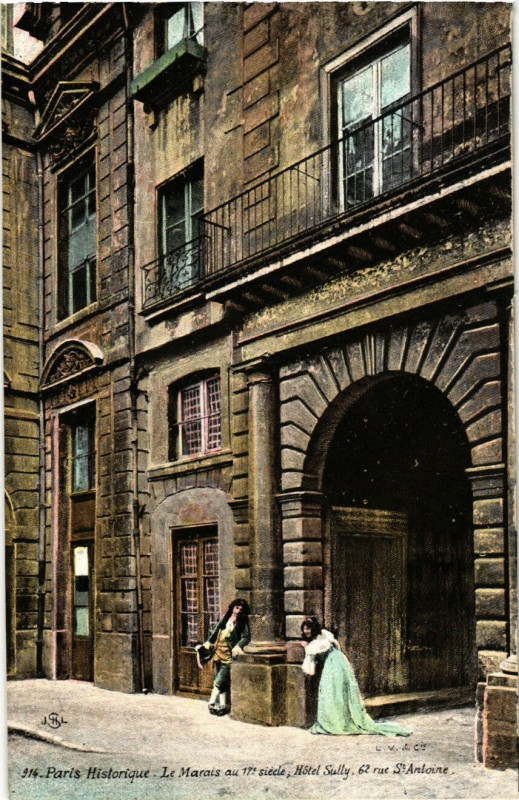 Carte postale ancienne Paris 4e Historique. 62 rue Saint-Antoine. Hotel Sully à Paris 4e