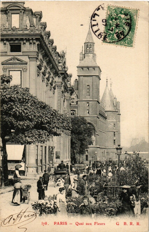 Carte postale ancienne Paris 4e Quai aux Fleurs à Paris 4e