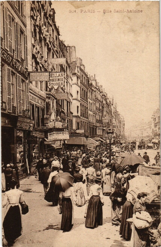 Carte postale ancienne Paris 4e Rue Saint-Antoine à Paris 4e