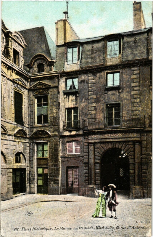 Carte postale ancienne Paris 4e Historique. 62 rue Saint-Antoine. Hotel Sully à Paris 4e