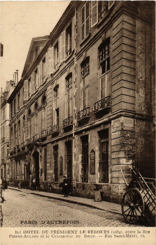 Carte postale ancienne Paris 4e 12 Rue Saint-Merri. Hote Le Rebours à Paris 4e