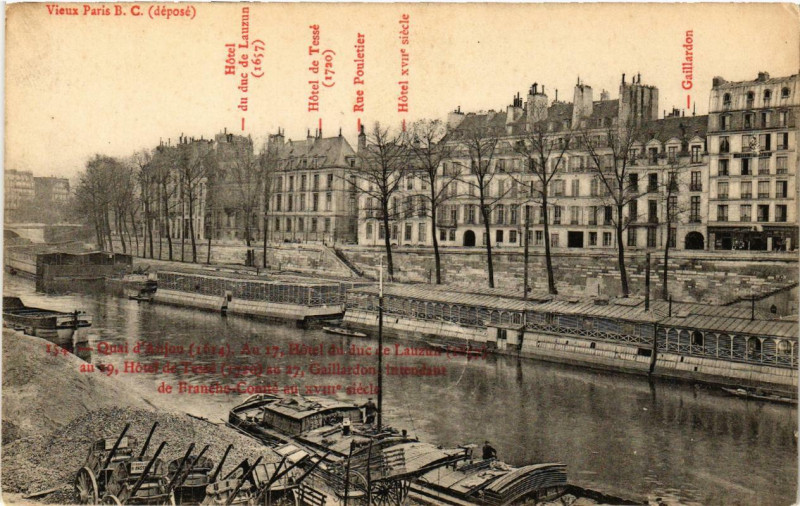 Carte postale ancienne Paris 4e Quai d'Anjou à Paris 4e