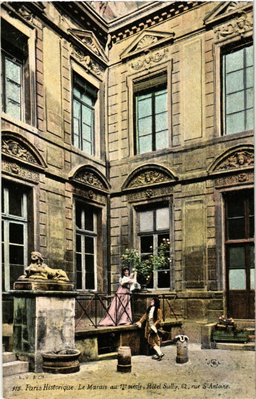 Carte postale ancienne Paris 4e Historique. 62 rue Saint-Antoine. Hotel Sully à Paris 4e