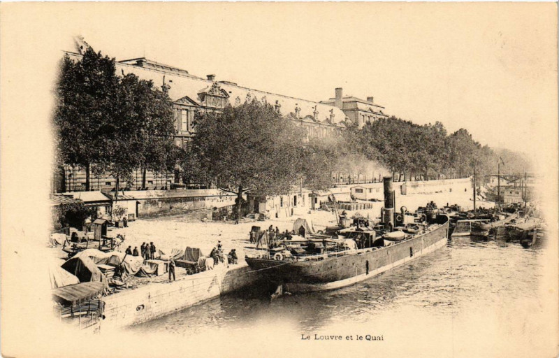 Carte postale ancienne Paris 1e Le Louvre et le Quai