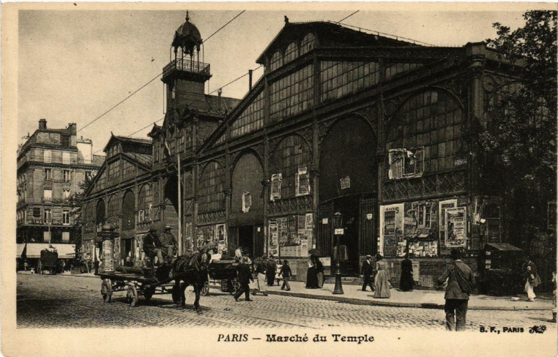 Carte postale ancienne Paris 3e Marché du Temple à Paris 3e