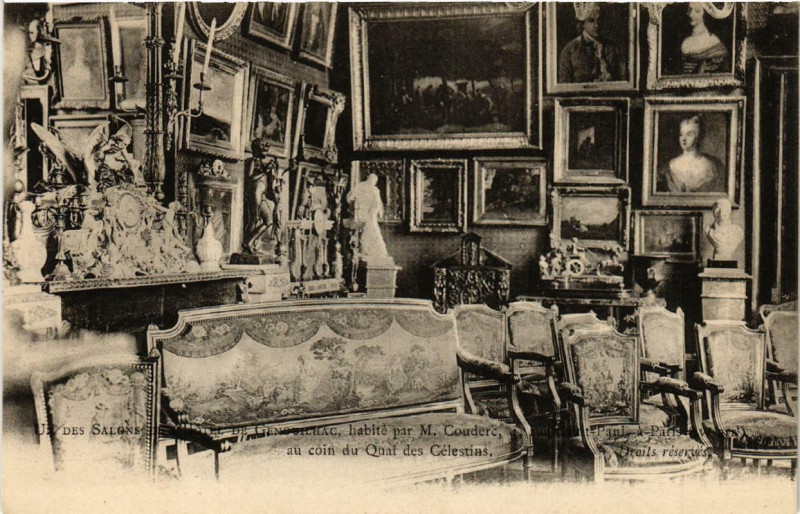 Carte postale ancienne Paris 3e Quai des Célestins. Salon de l'Hotel de Gemouilhac à Paris 3e