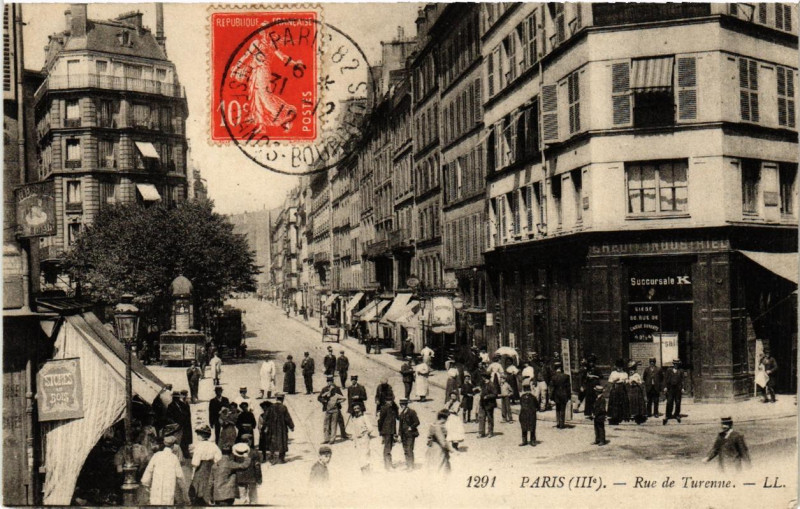 Carte postale ancienne Paris 3e Rue de Turenne à Paris 3e