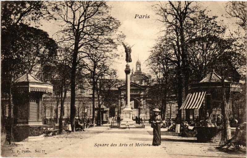 Carte postale ancienne Paris 3e Square des Arts et Métiers à Paris 3e