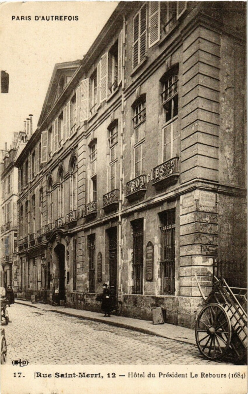 Carte postale ancienne Paris 3e D'Autrefois 12 Rue Saint-Merri. Hotel le Rebours à Paris 3e