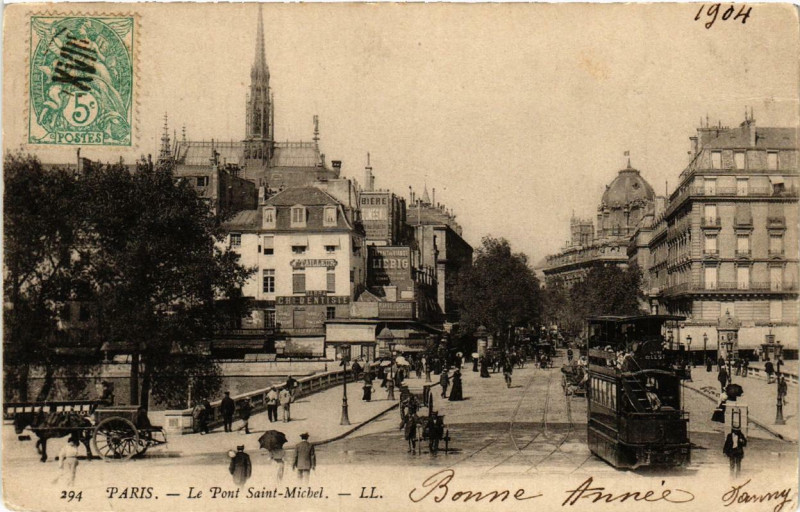 Carte postale ancienne Paris 1e Le Pont Saint-Michel