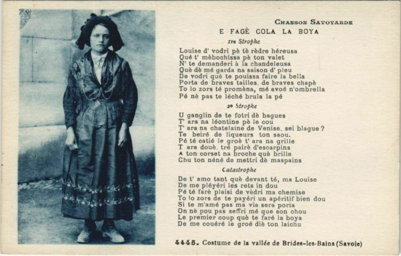 Carte postale ancienne Brides-les-Bains Costume - Femme - Type - Chanson Savoyarde à Brides-les-Bains