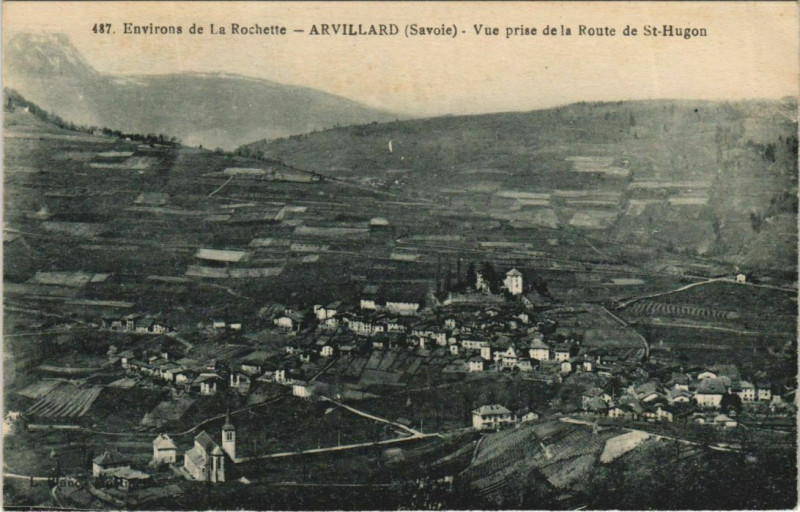 Carte postale ancienne Arvillard Vue prise de la Route de Saint-Hugon à Arvillard